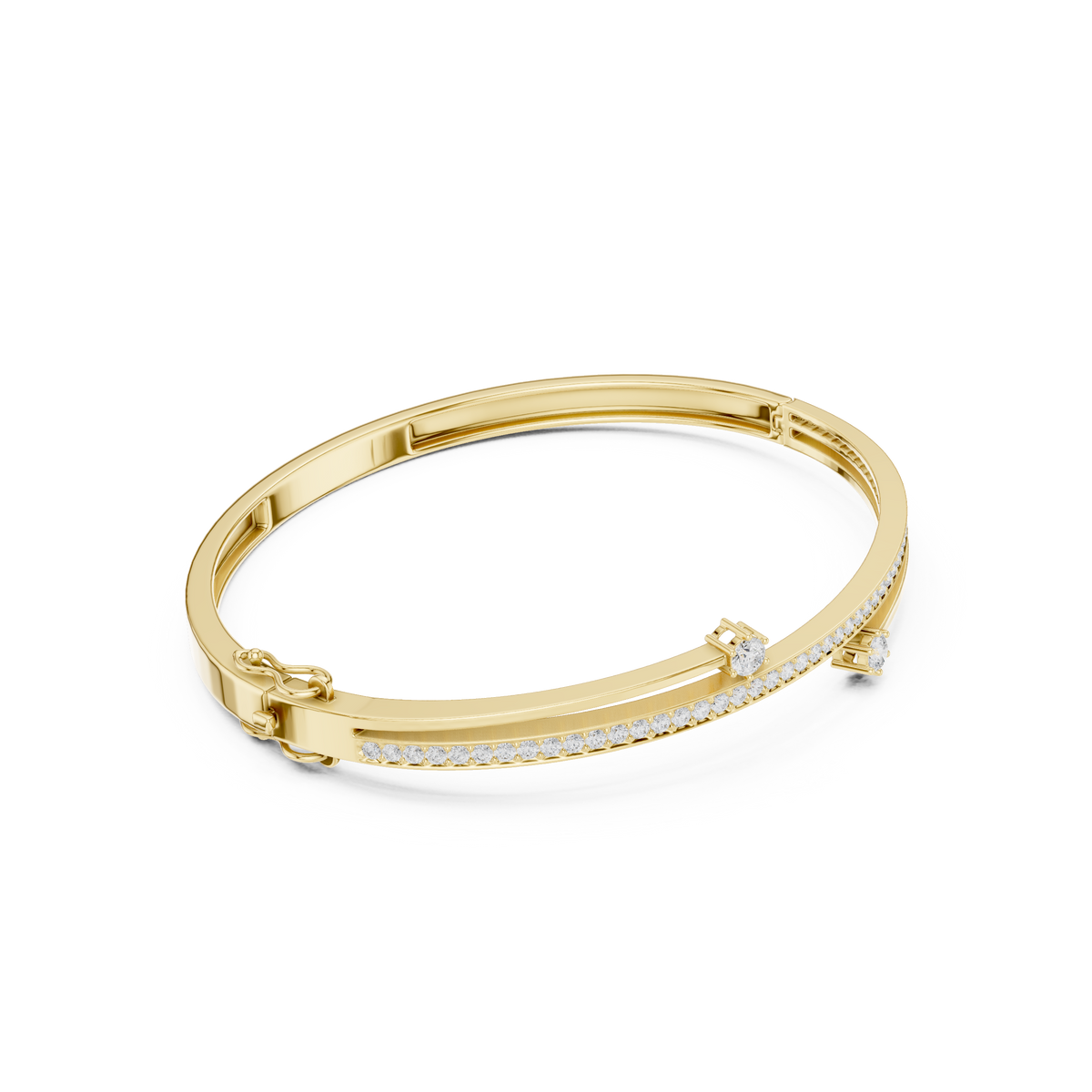 Bypass Pave Diamond Cuff Bangle