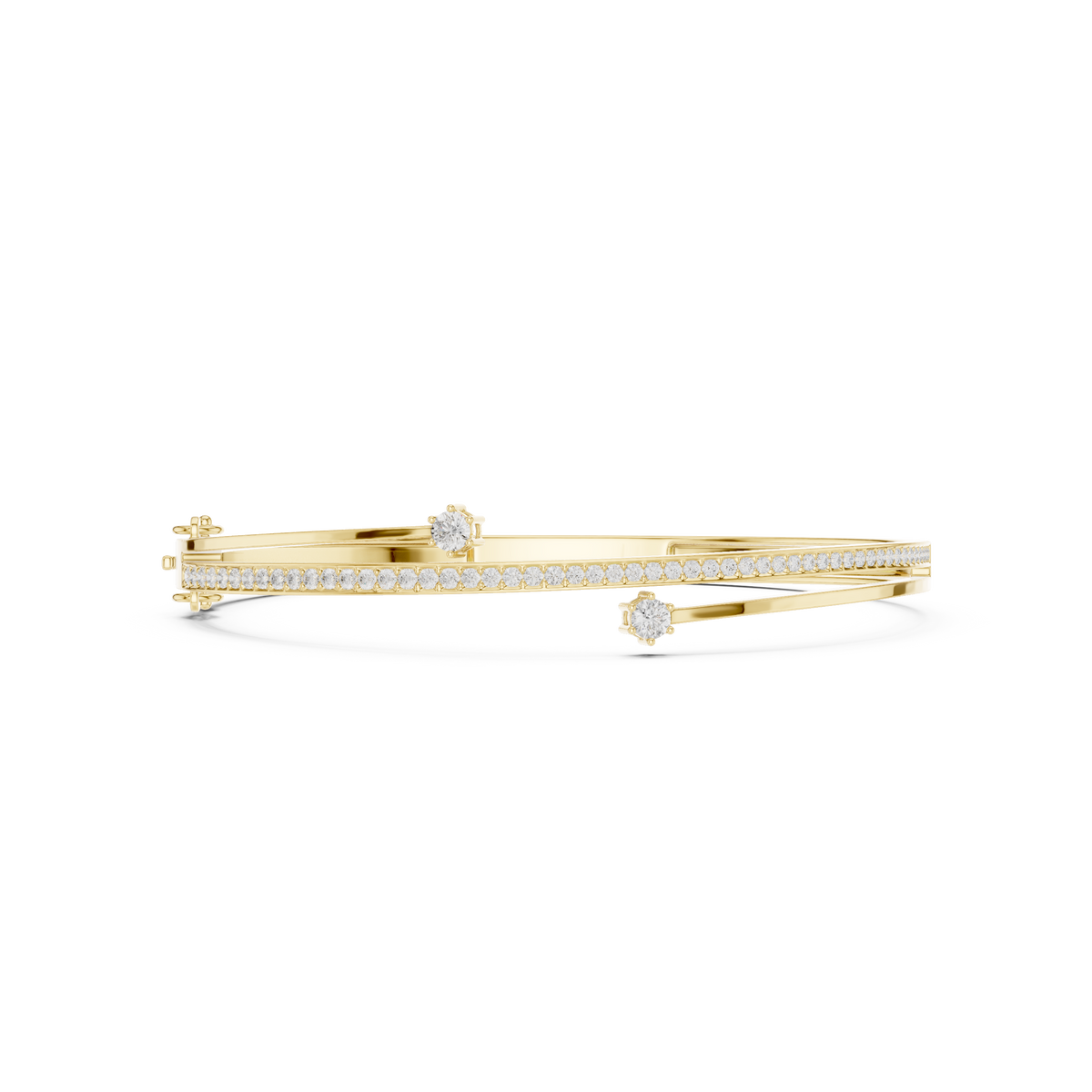 Bypass Pave Diamond Cuff Bangle