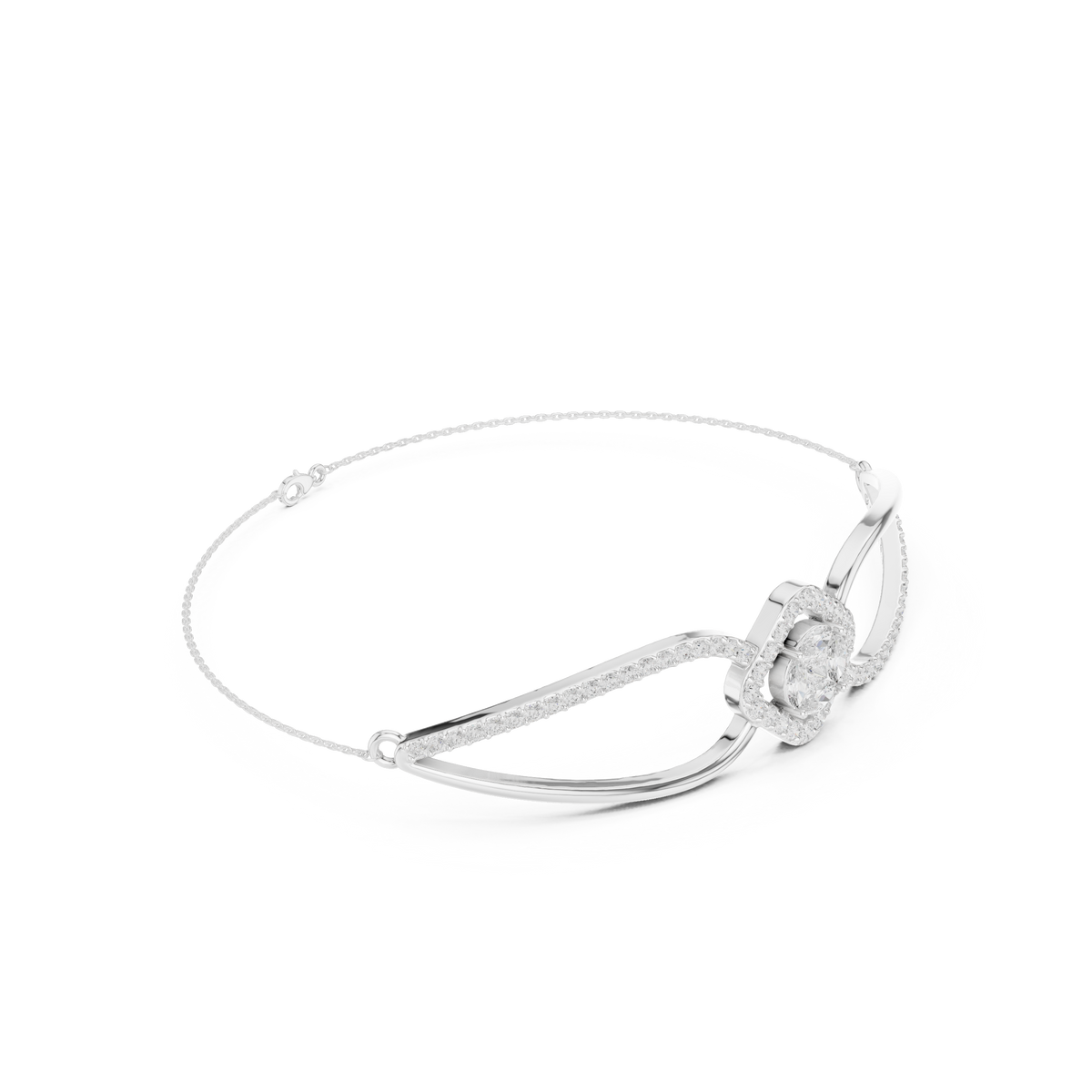 Open Loop Rhombus Halo Diamond Bangle
