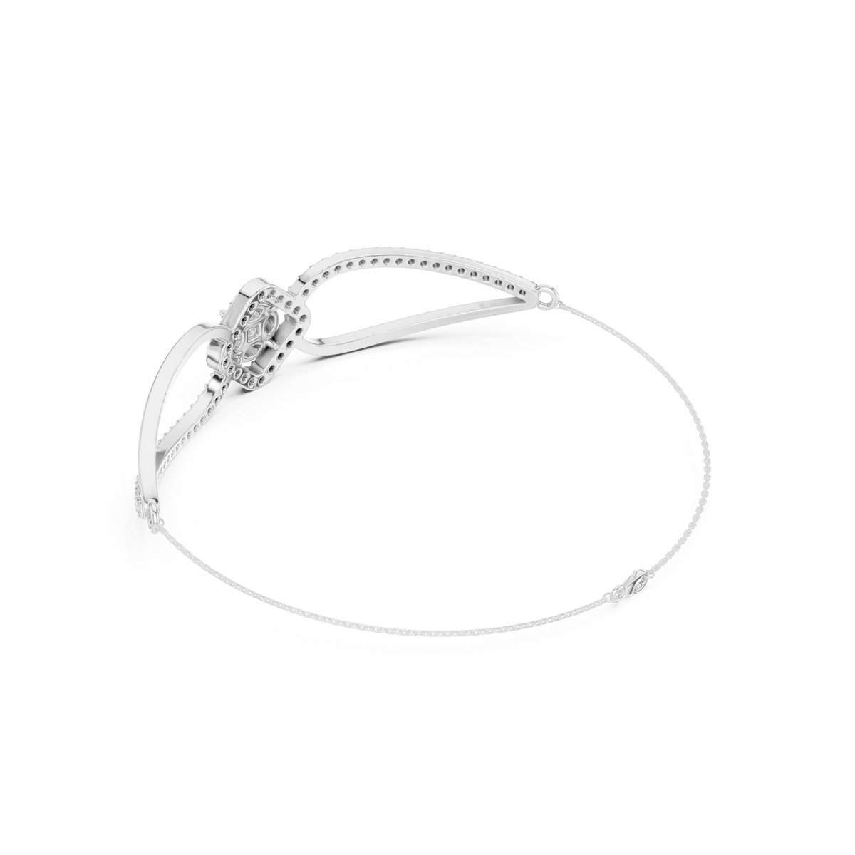 سوار صلب بحلقات مفتوحة وهالة على شكل معيّن in White Gold - VYKA Diamonds
