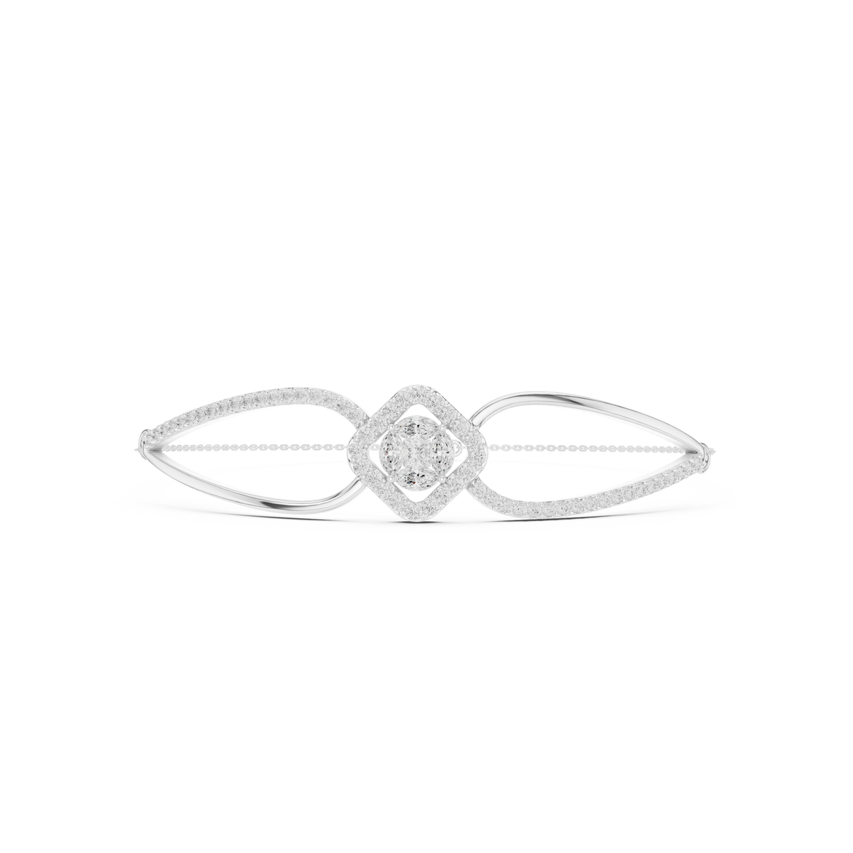 Open Loop Rhombus Halo Diamond Bangle