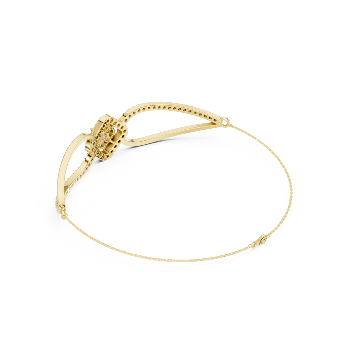 Open Loop Rhombus Halo Diamond Bangle