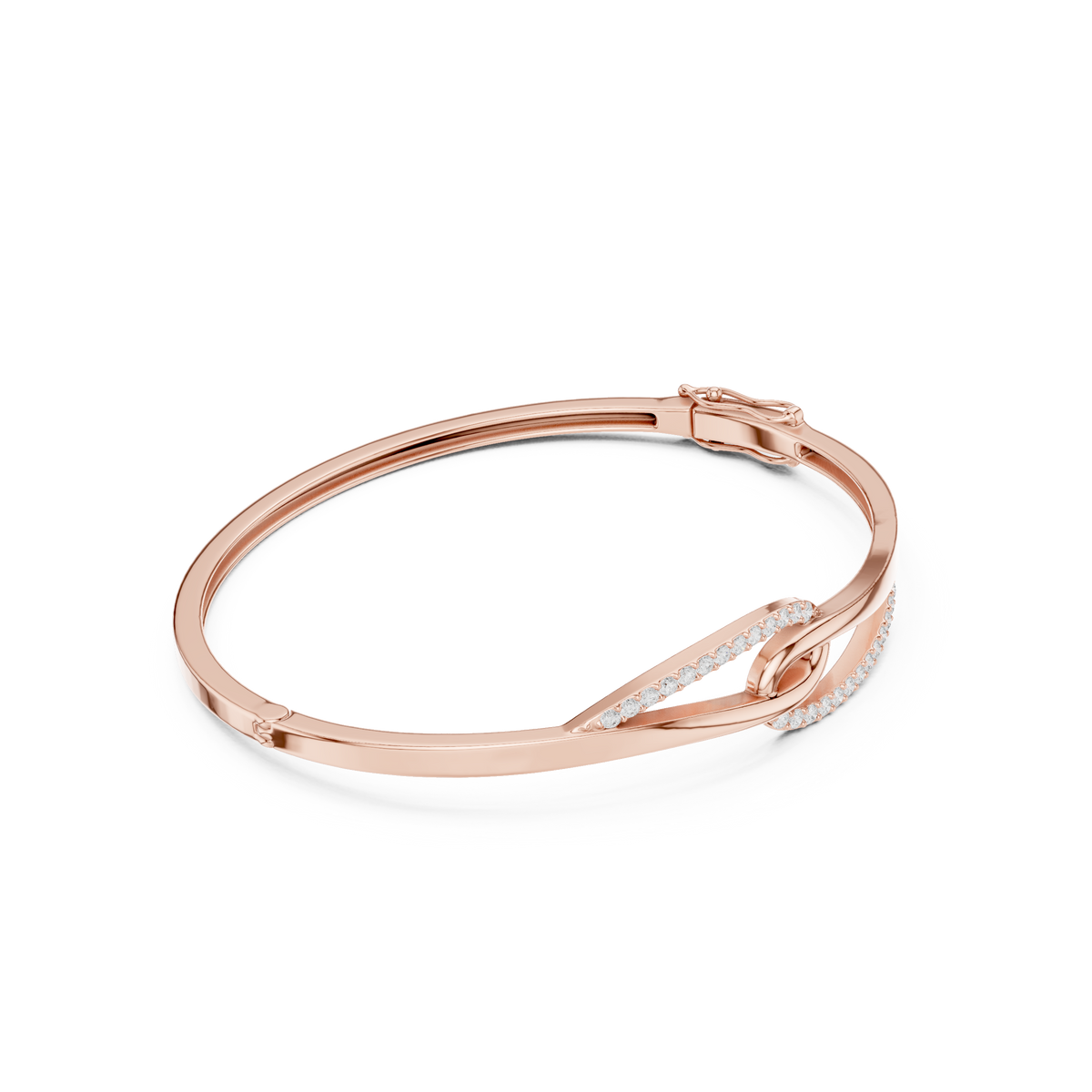 سوار صلب بعقدة وحلقة من ألماس الباڤيه in Rose Gold - VYKA Diamonds