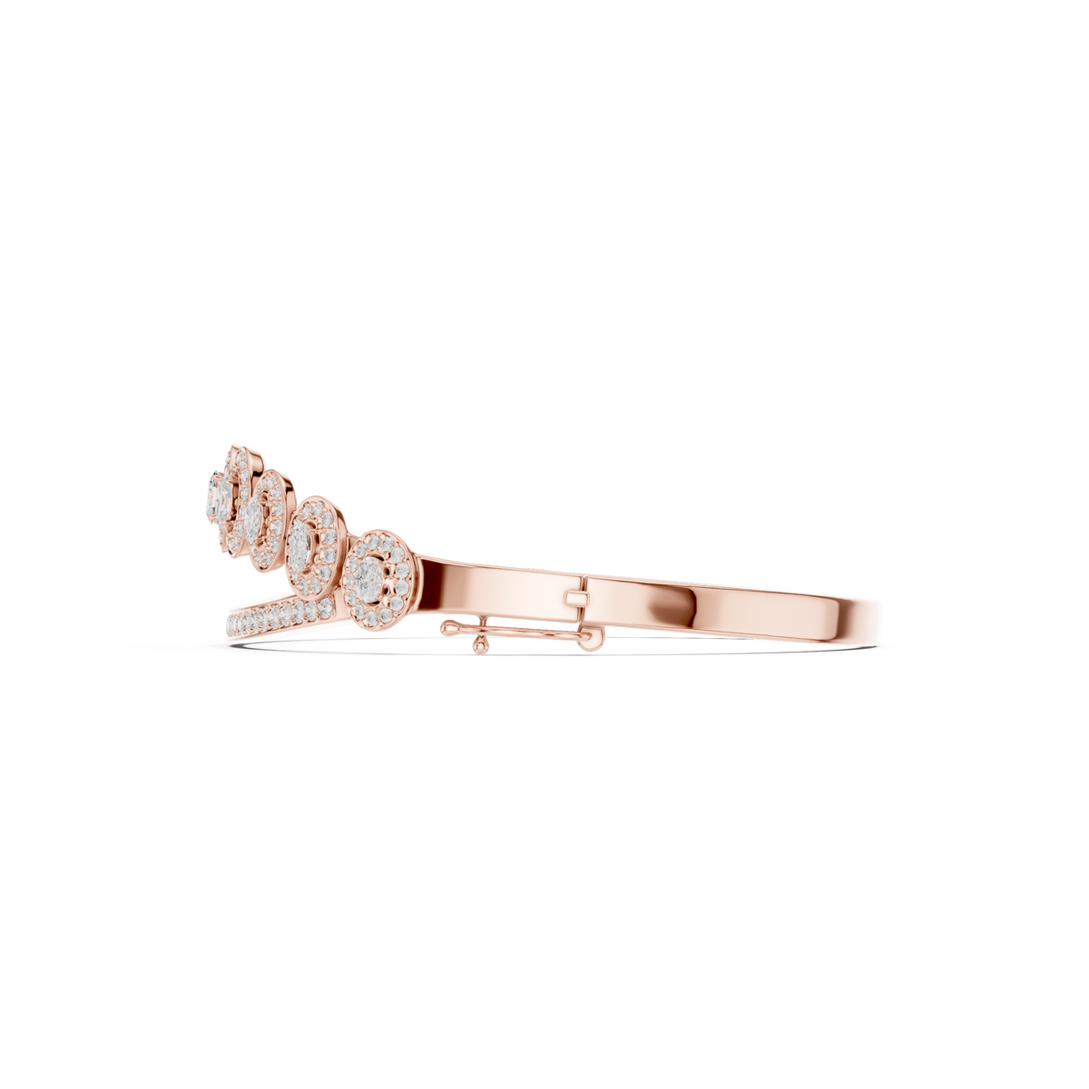Graduated Oval Halo Diamond Bangle