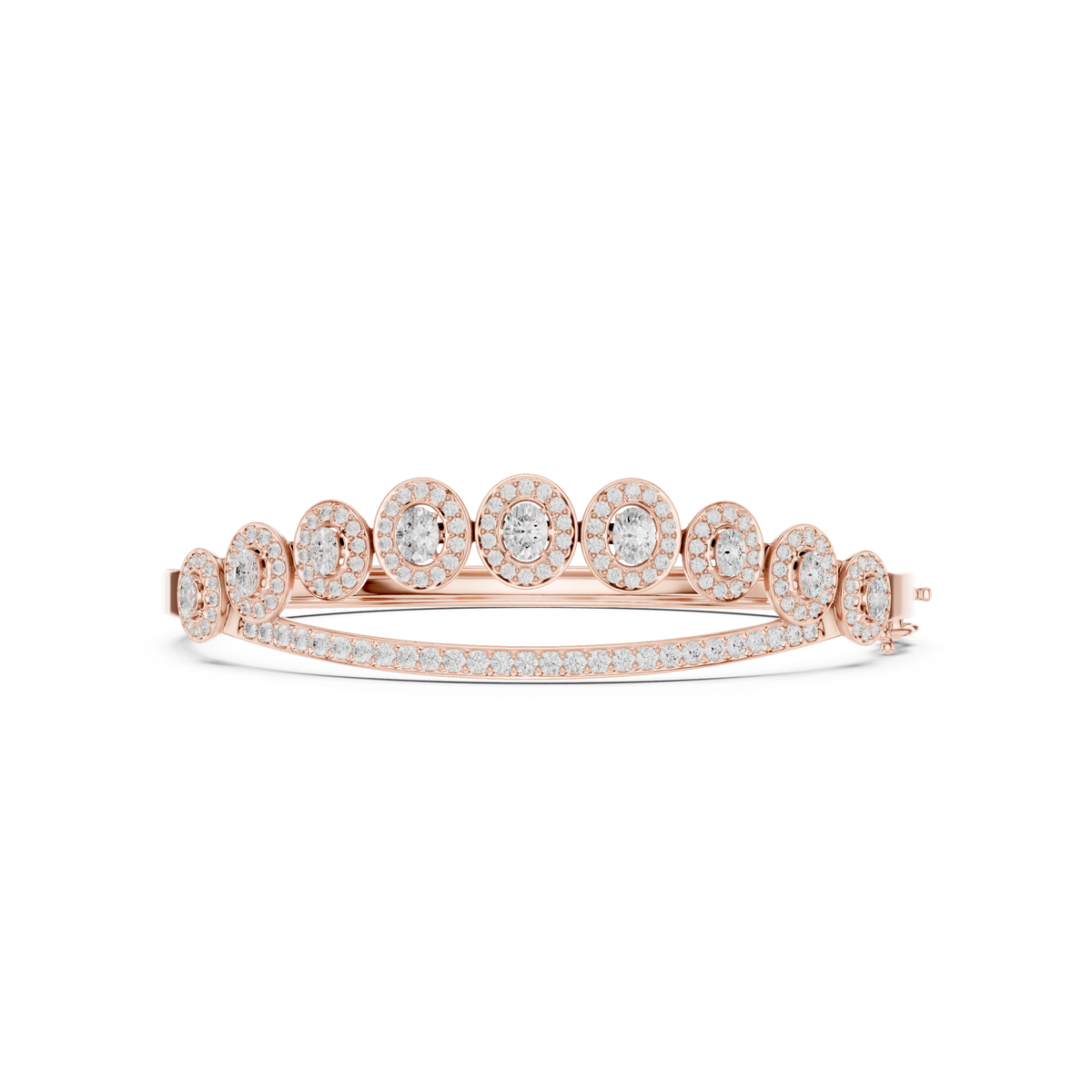 Graduated Oval Halo Diamond Bangle