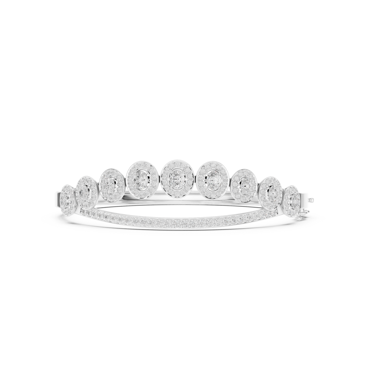 Graduated Oval Halo Diamond Bangle