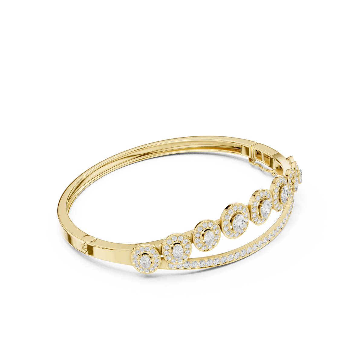 Graduated Oval Halo Diamond Bangle