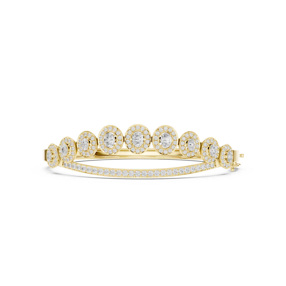 سوار صلب بألماس بيضاوي متدرّج بهالة in Yellow Gold - VYKA Diamonds