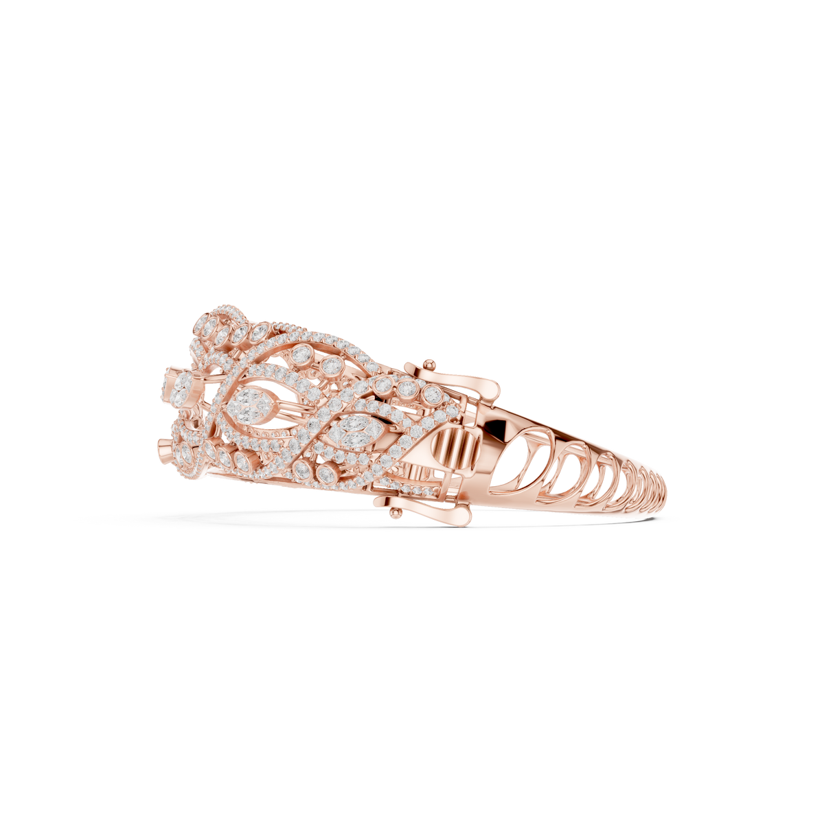 Marquise Scroll Pave Diamond Cuff Bangle