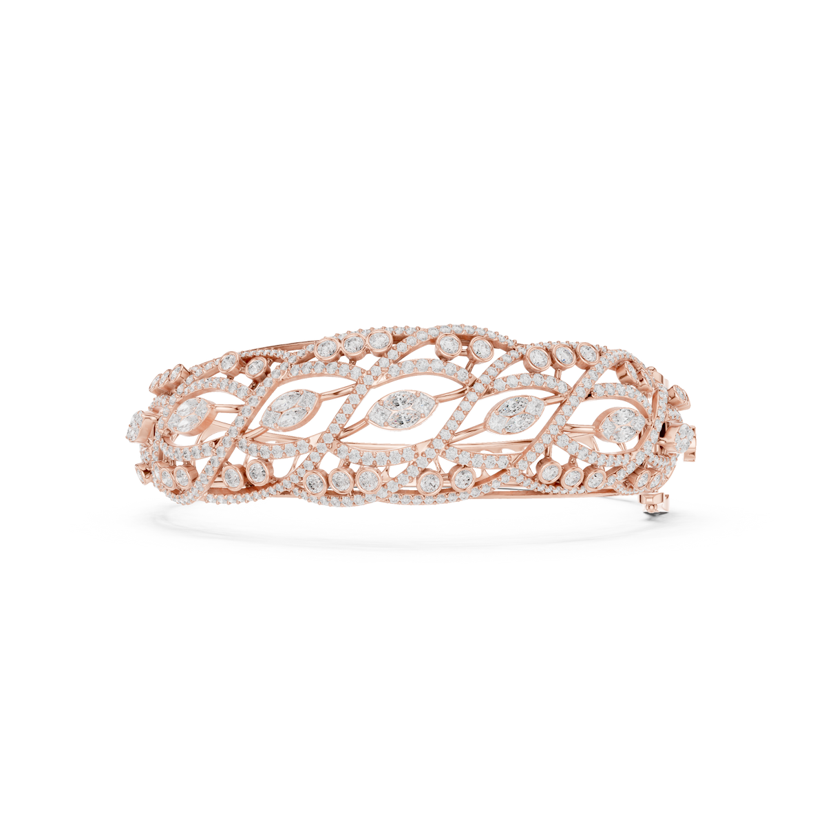 Marquise Scroll Pave Diamond Cuff Bangle