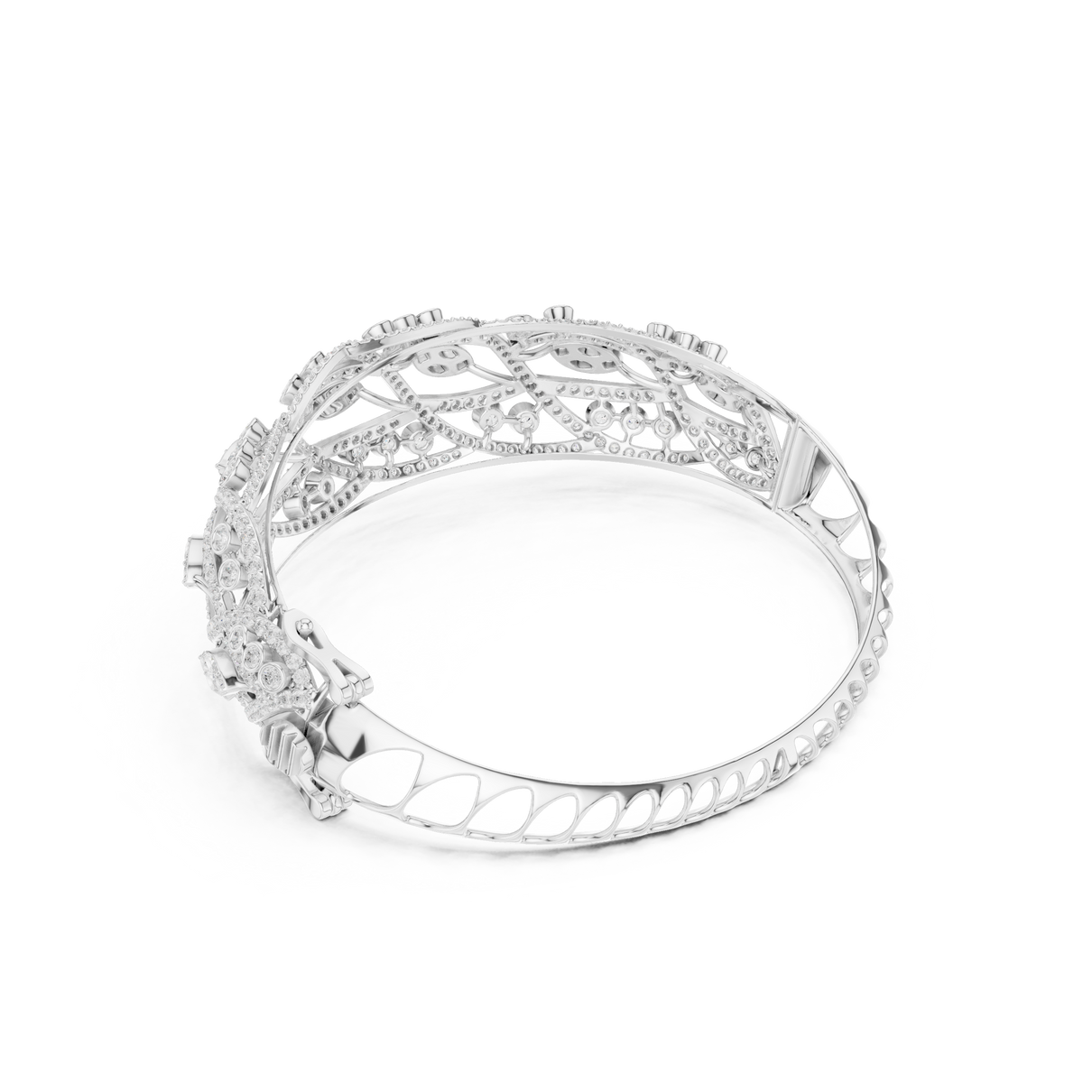 Marquise Scroll Pave Diamond Cuff Bangle