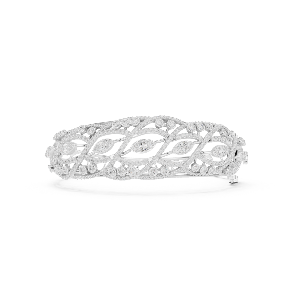 Marquise Scroll Pave Diamond Cuff Bangle