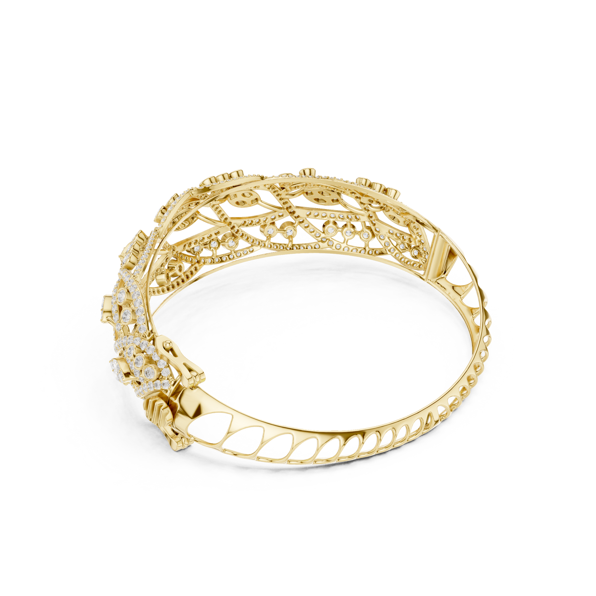 Marquise Scroll Pave Diamond Cuff Bangle