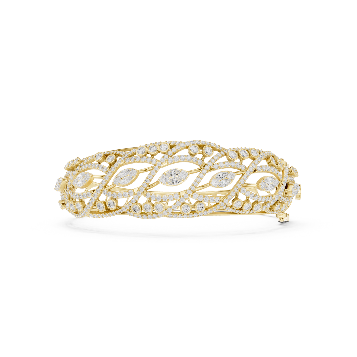 Marquise Scroll Pave Diamond Cuff Bangle