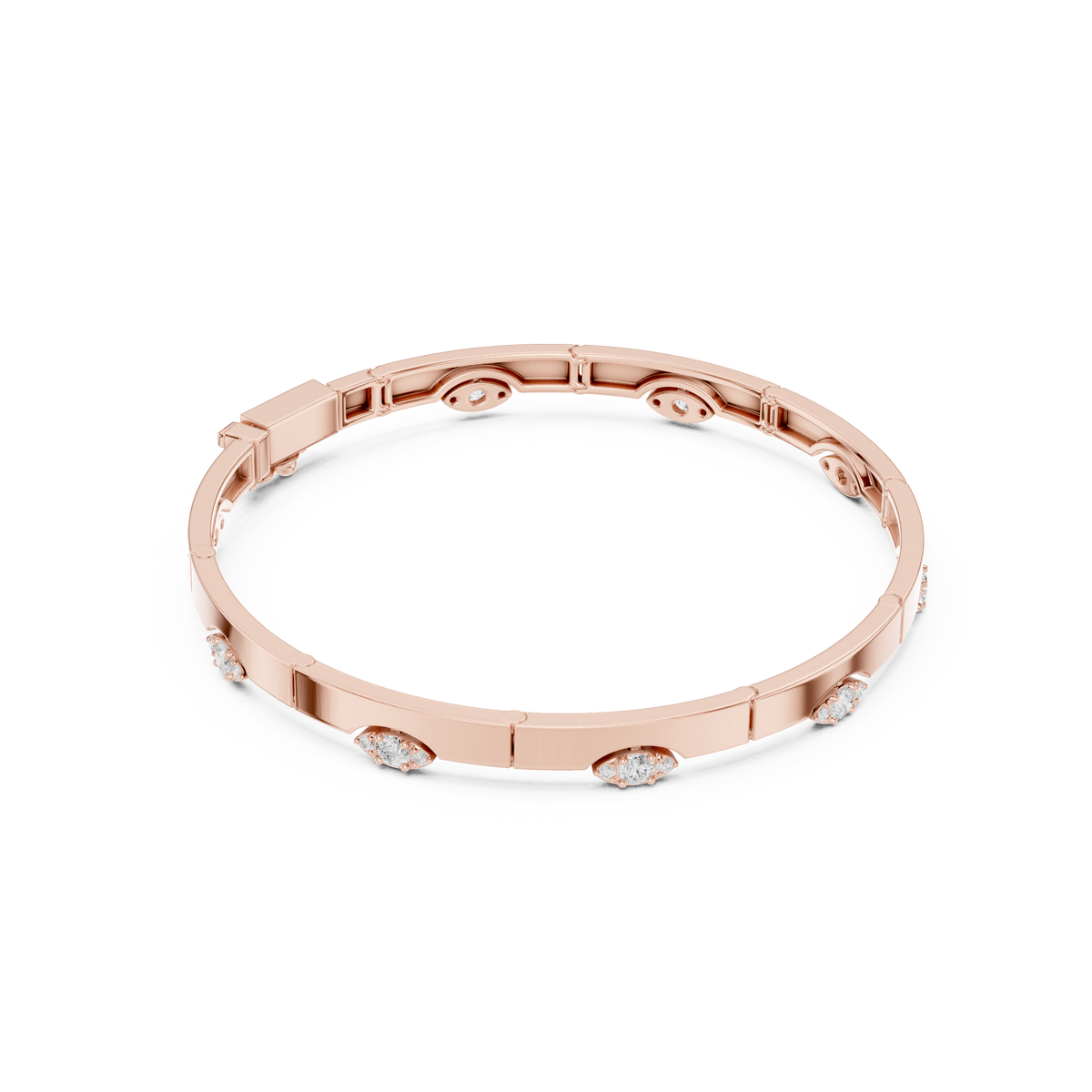 سوار صلب ذهبي بمحطات ألماس نافيت in Rose Gold - VYKA Diamonds