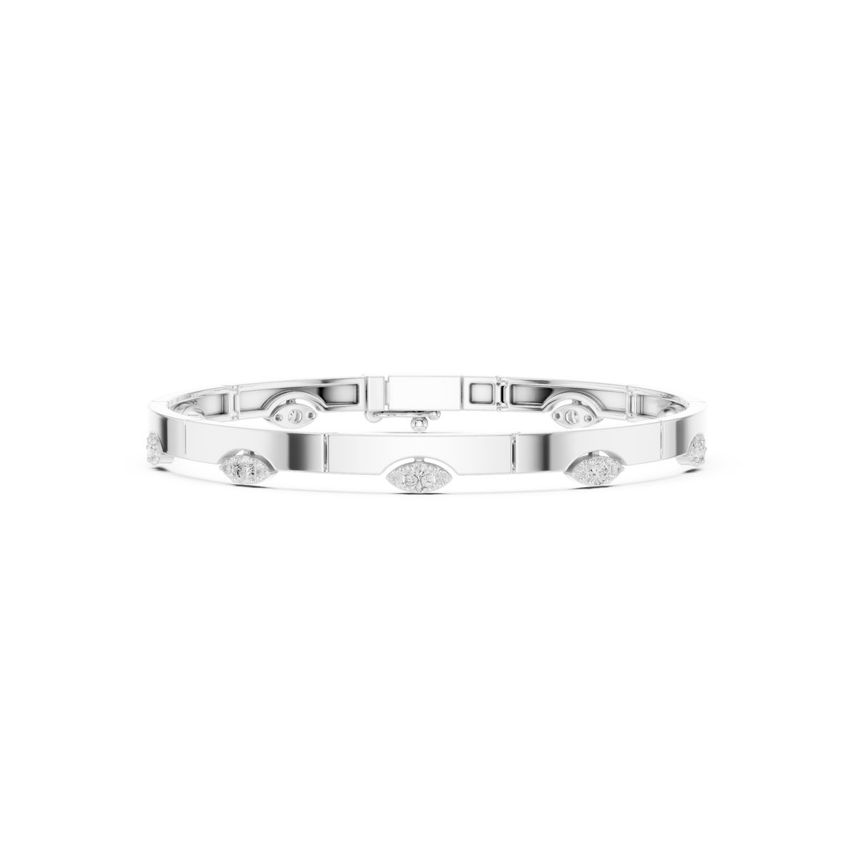 سوار صلب ذهبي بمحطات ألماس نافيت