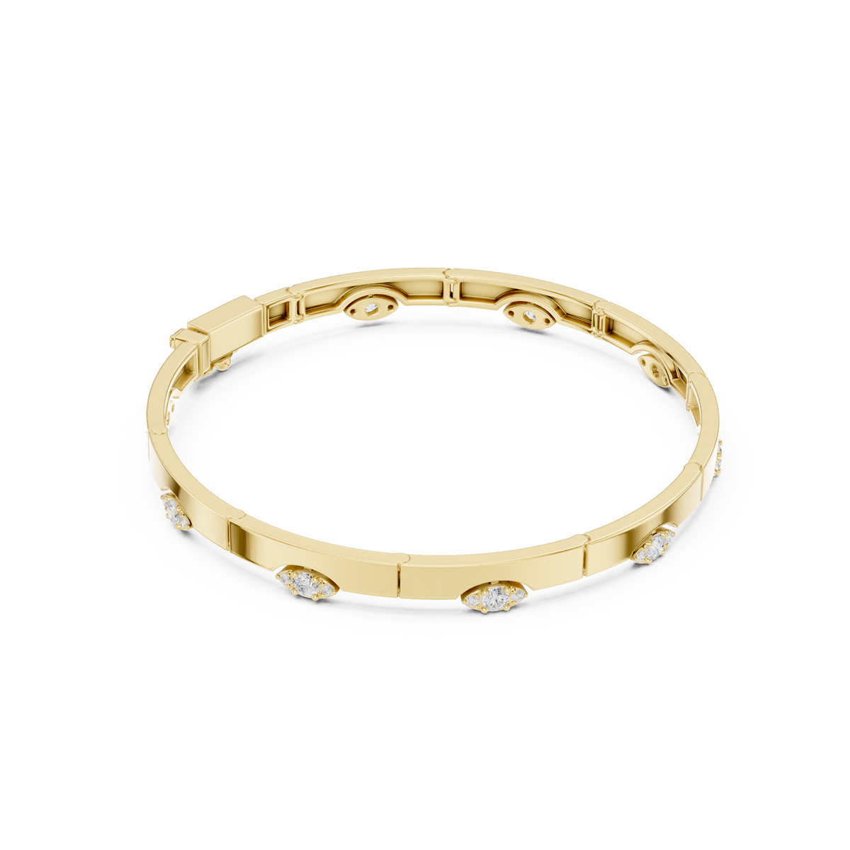 سوار صلب ذهبي بمحطات ألماس نافيت in Yellow Gold - VYKA Diamonds