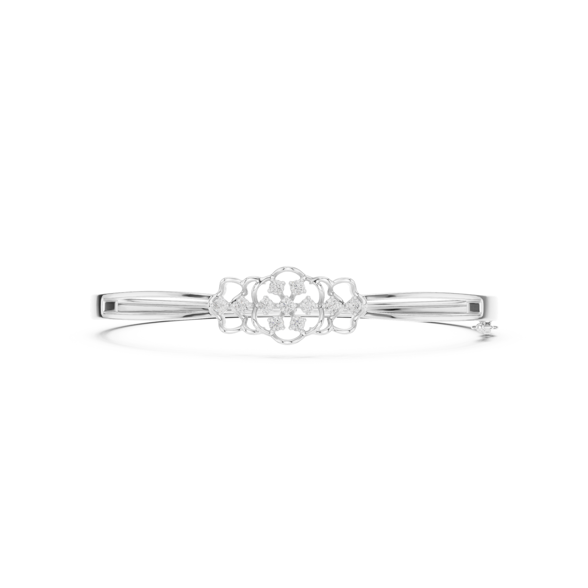 سوار صلب بألماس على شكل زهرة دائرية in White Gold - VYKA Diamonds