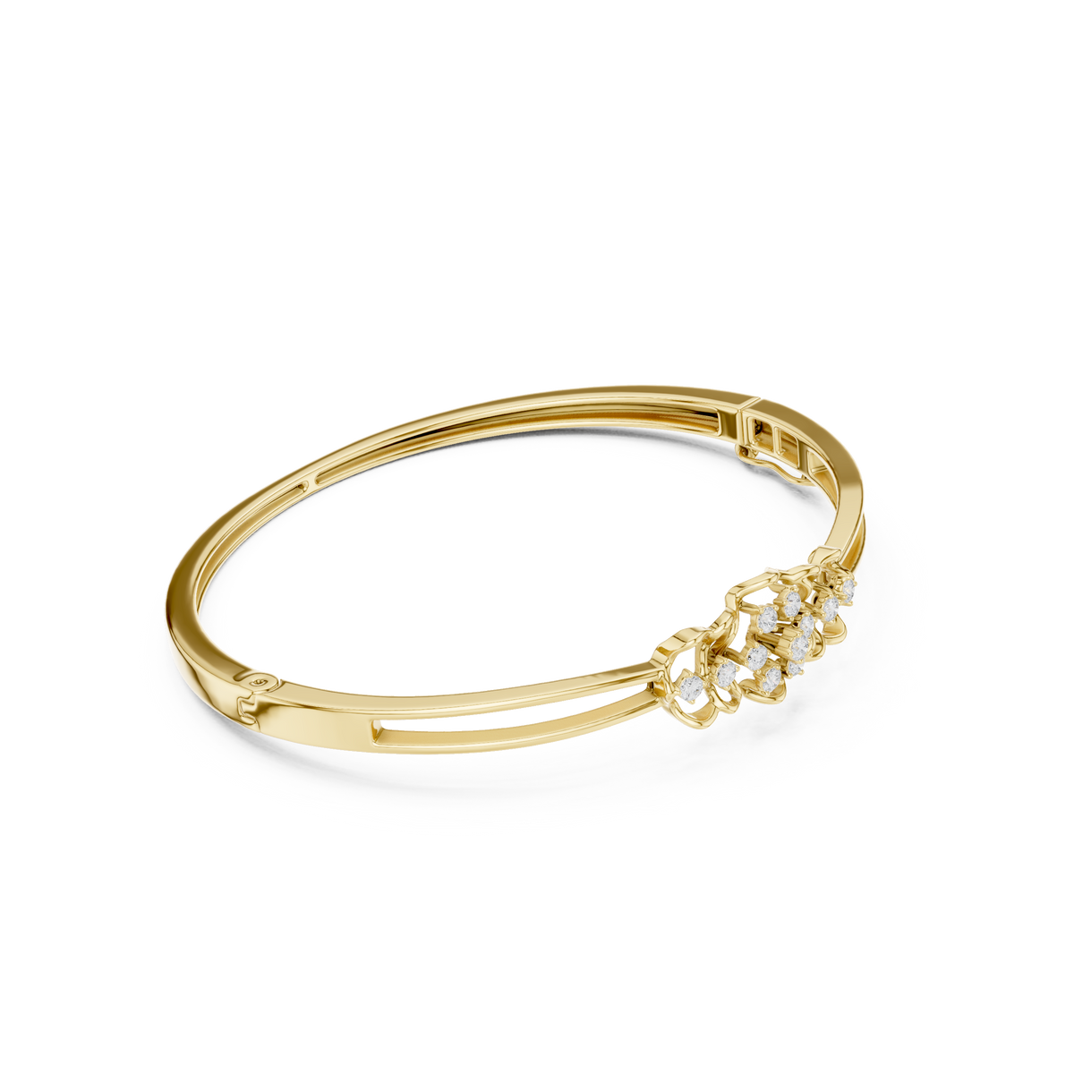 سوار صلب بألماس على شكل زهرة دائرية in Yellow Gold - VYKA Diamonds