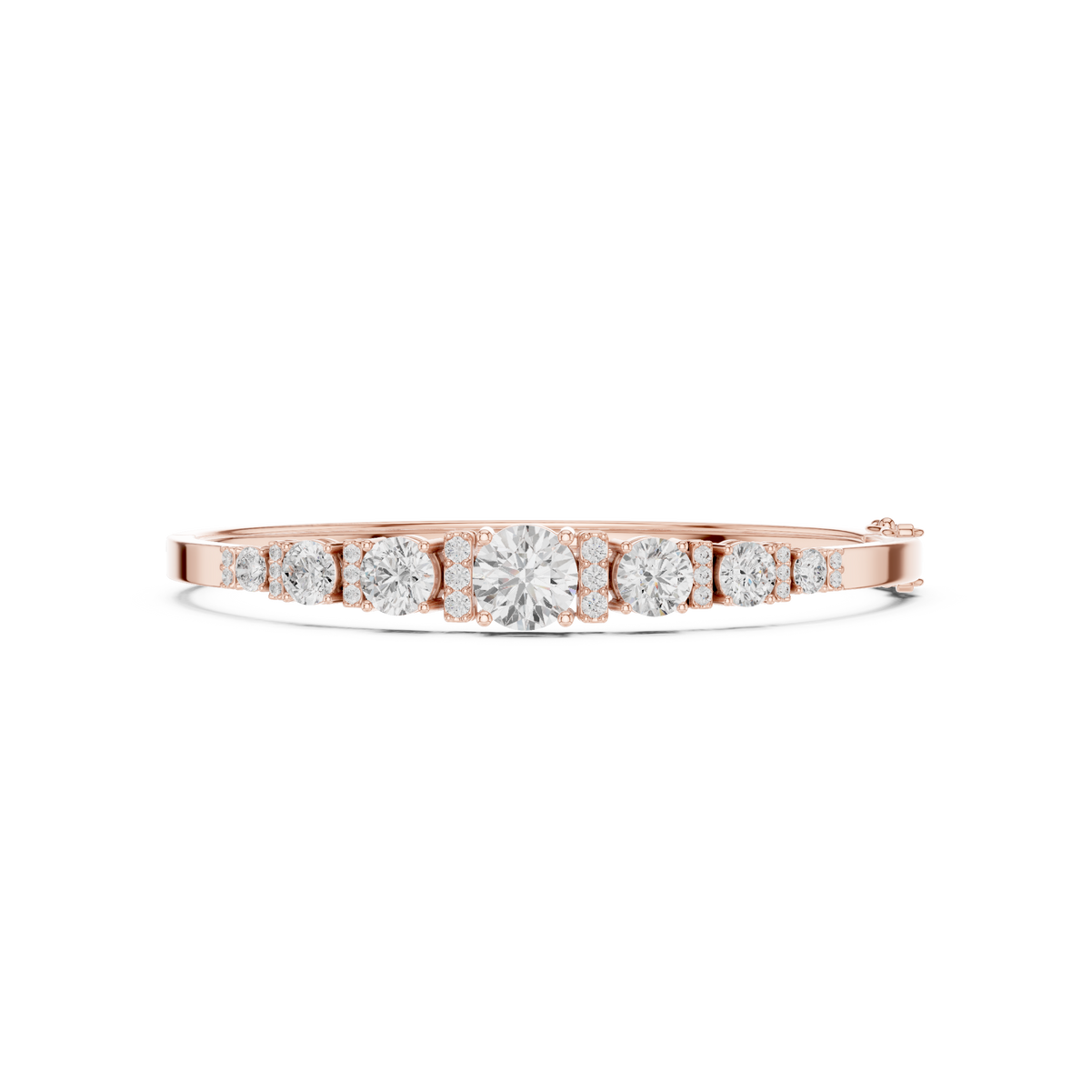Graduated Round Diamond Bangle in Rose Gold - VYKA Diamonds
