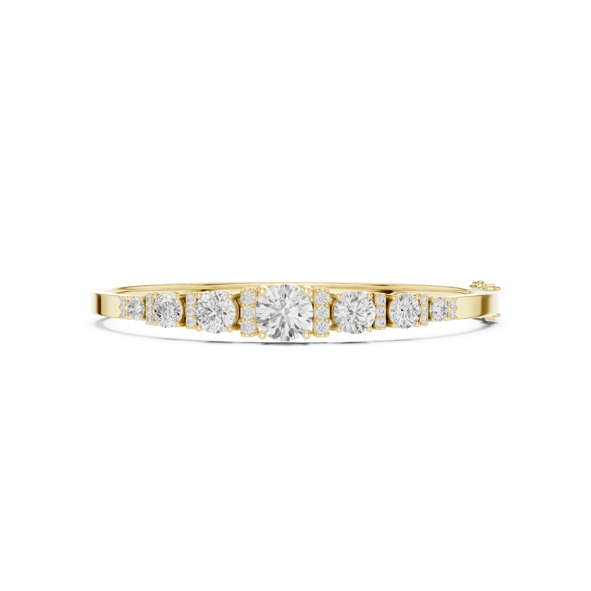 Graduated Round Diamond Bangle in Yellow Gold - VYKA Diamonds