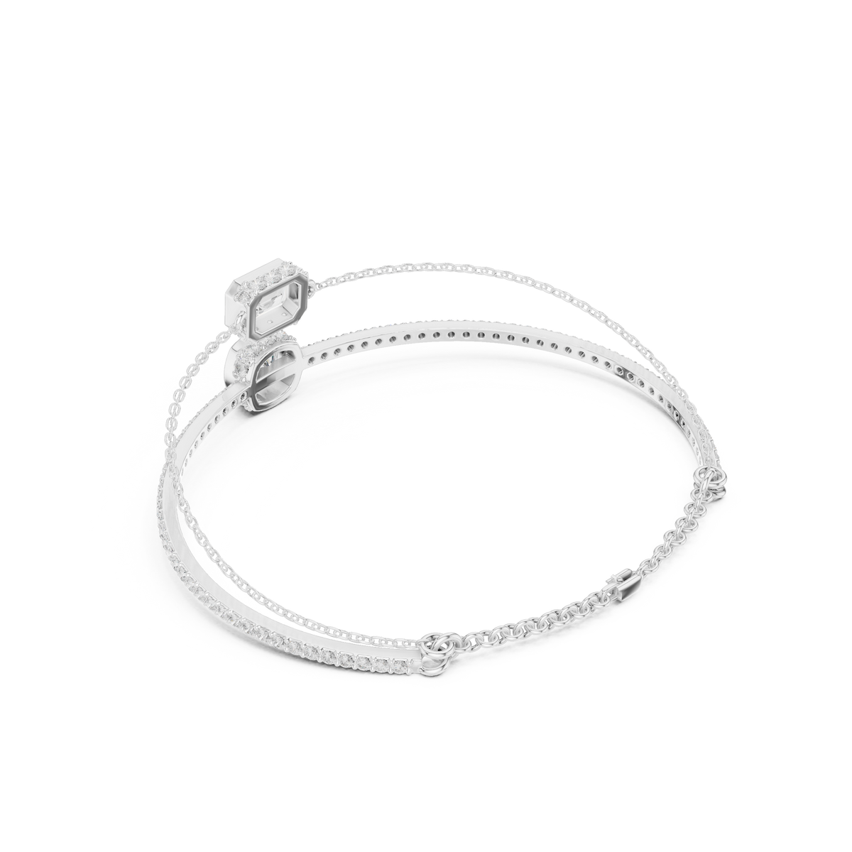 طقم سوارين بألماس إمرلد وكوشن بإطار محيط in White Gold - VYKA Diamonds