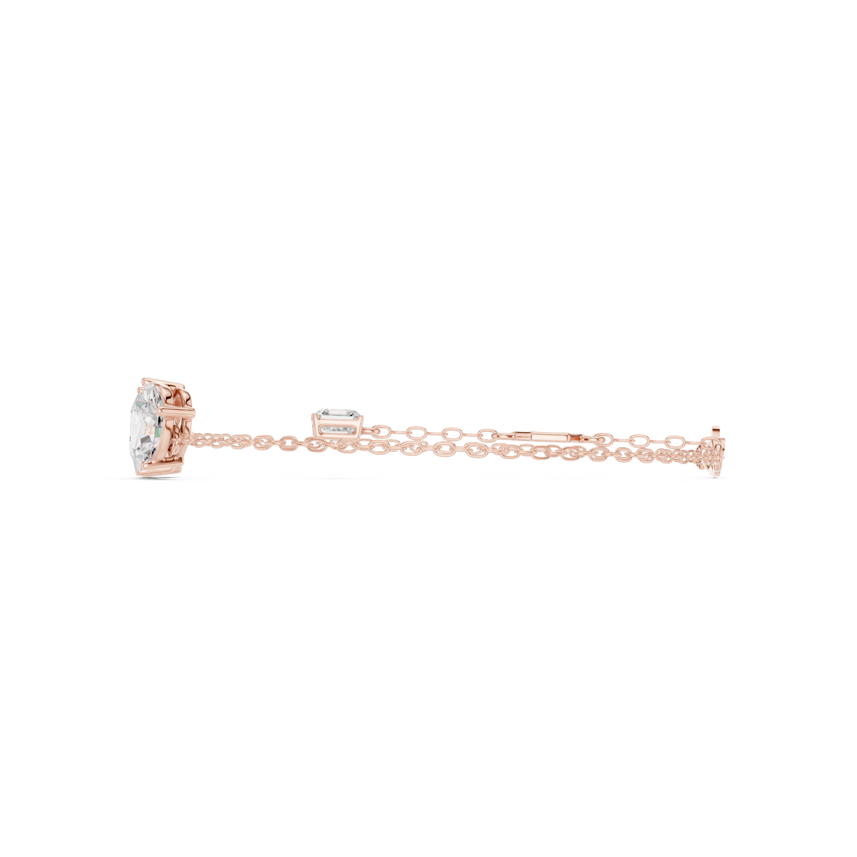 Pear, Princess and Oval Three Stone Chain Bracelet