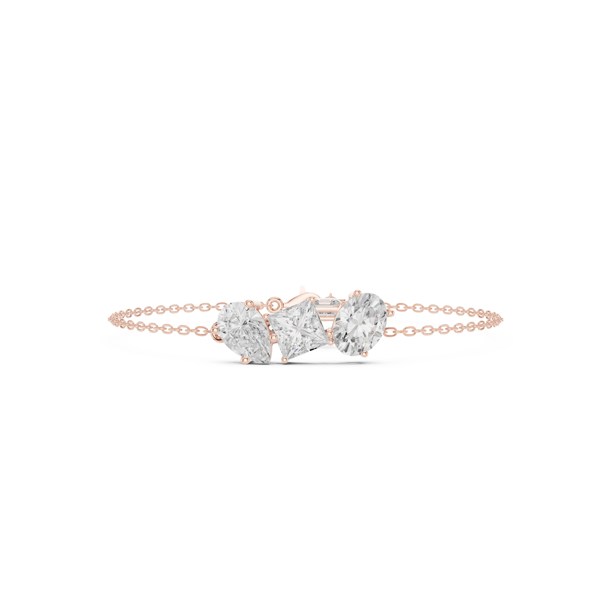 Pear, Princess and Oval Three Stone Chain Bracelet