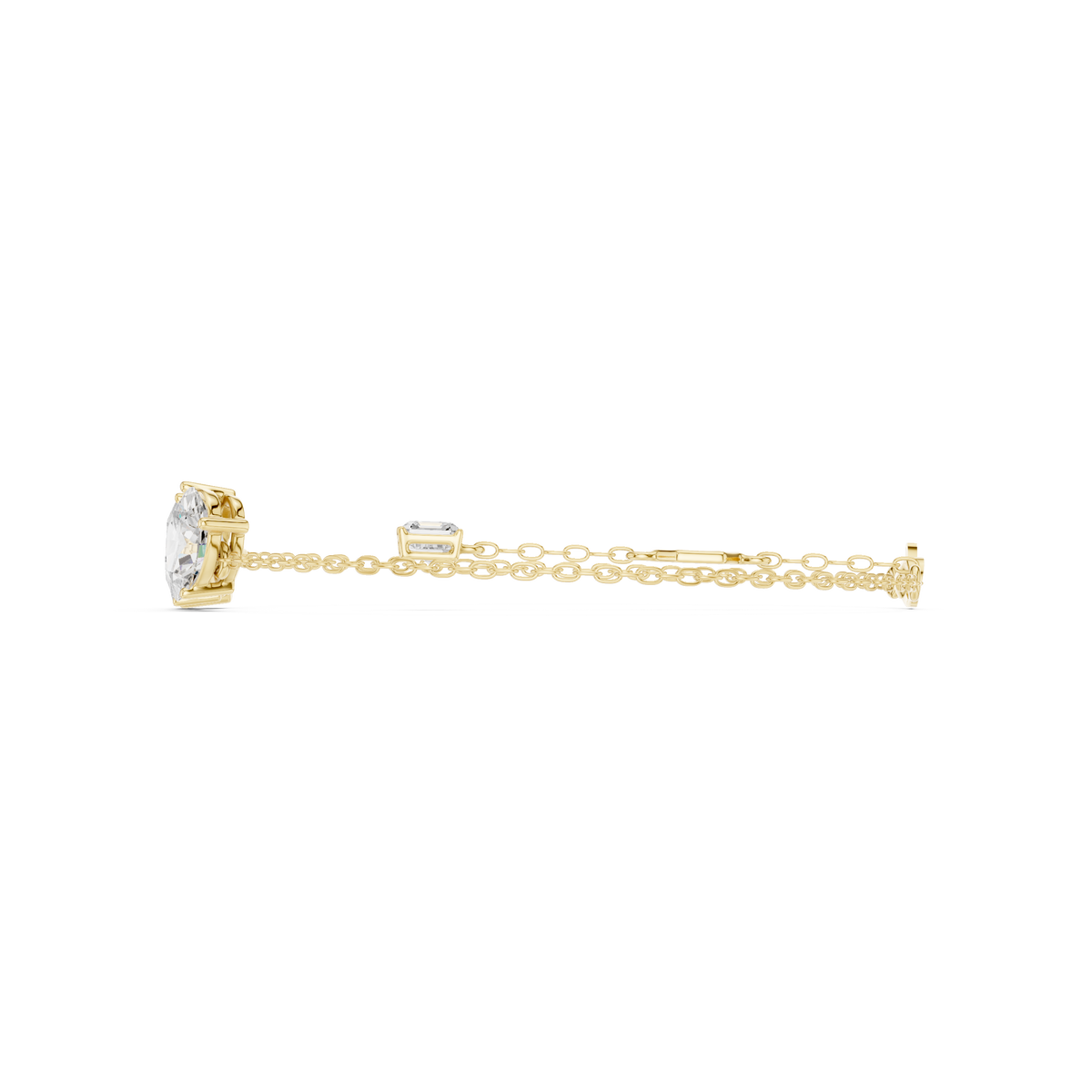Pear, Princess and Oval Three Stone Chain Bracelet