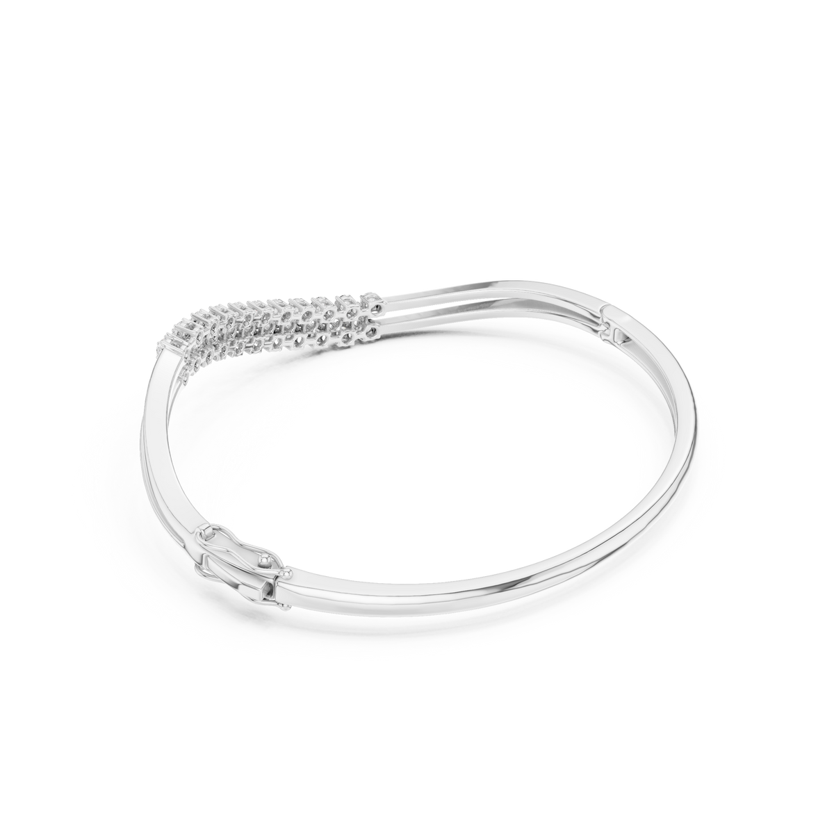 سوار صلب ملتفّ متموّج بثلاثة صفوف من الألماس in White Gold - VYKA Diamonds