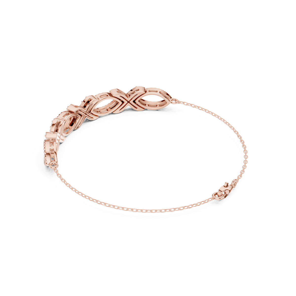 سوار بحلقات نافيت بالألماس وحواف ميلغرين in Rose Gold - VYKA Diamonds