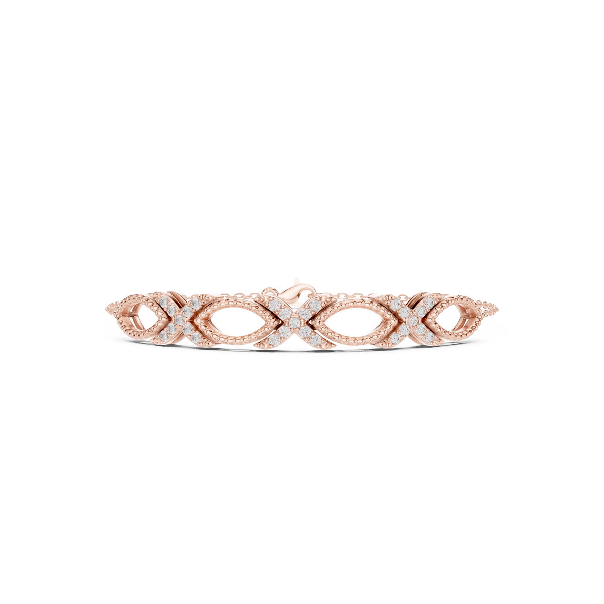 Milgrain Navette Link Diamond Bracelet
