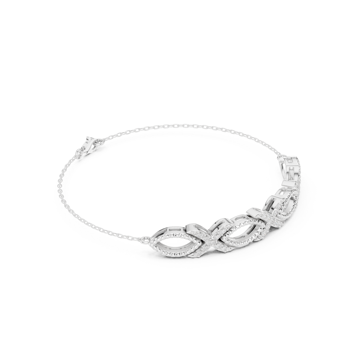Milgrain Navette Link Diamond Bracelet