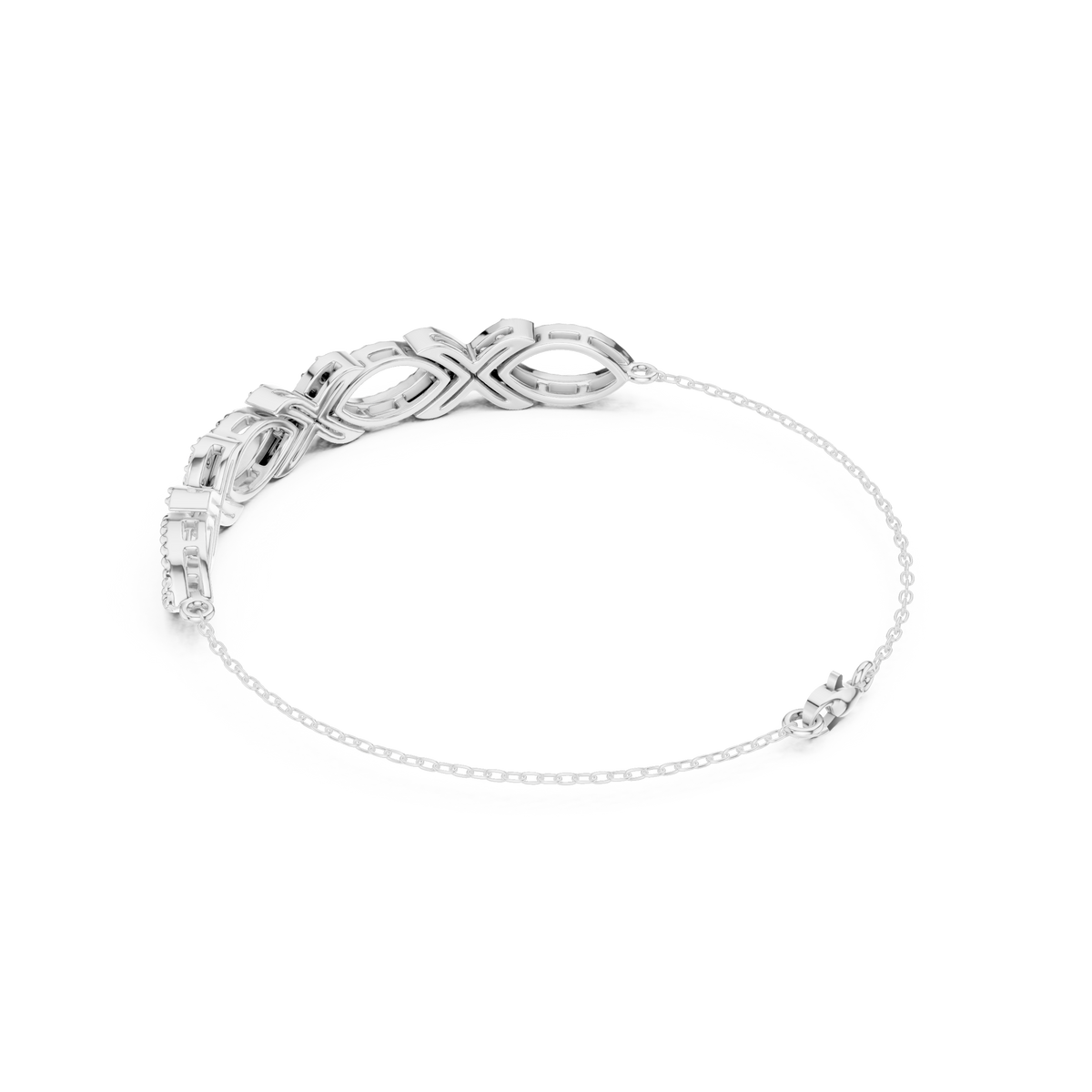 Milgrain Navette Link Diamond Bracelet