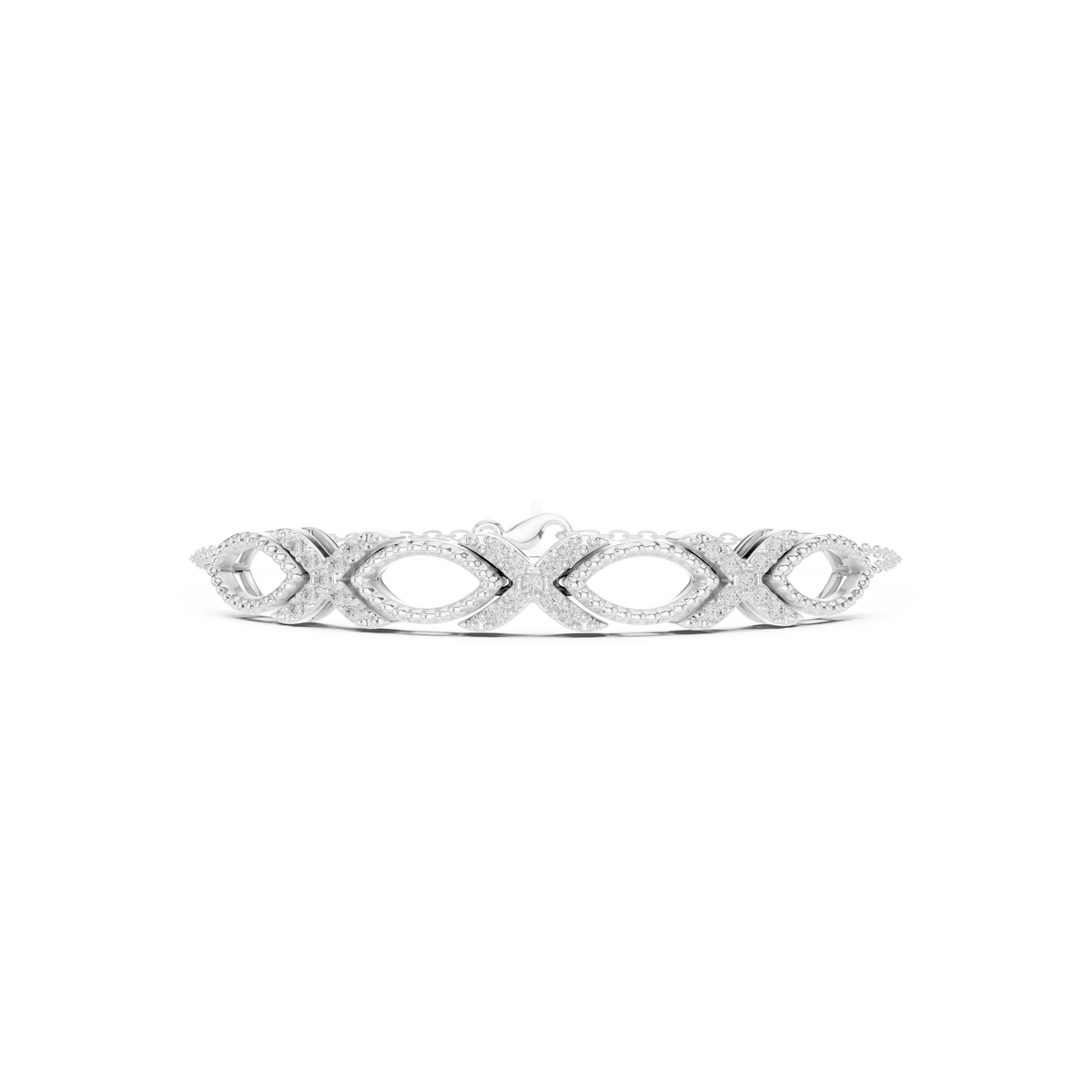 سوار بحلقات نافيت بالألماس وحواف ميلغرين in White Gold - VYKA Diamonds