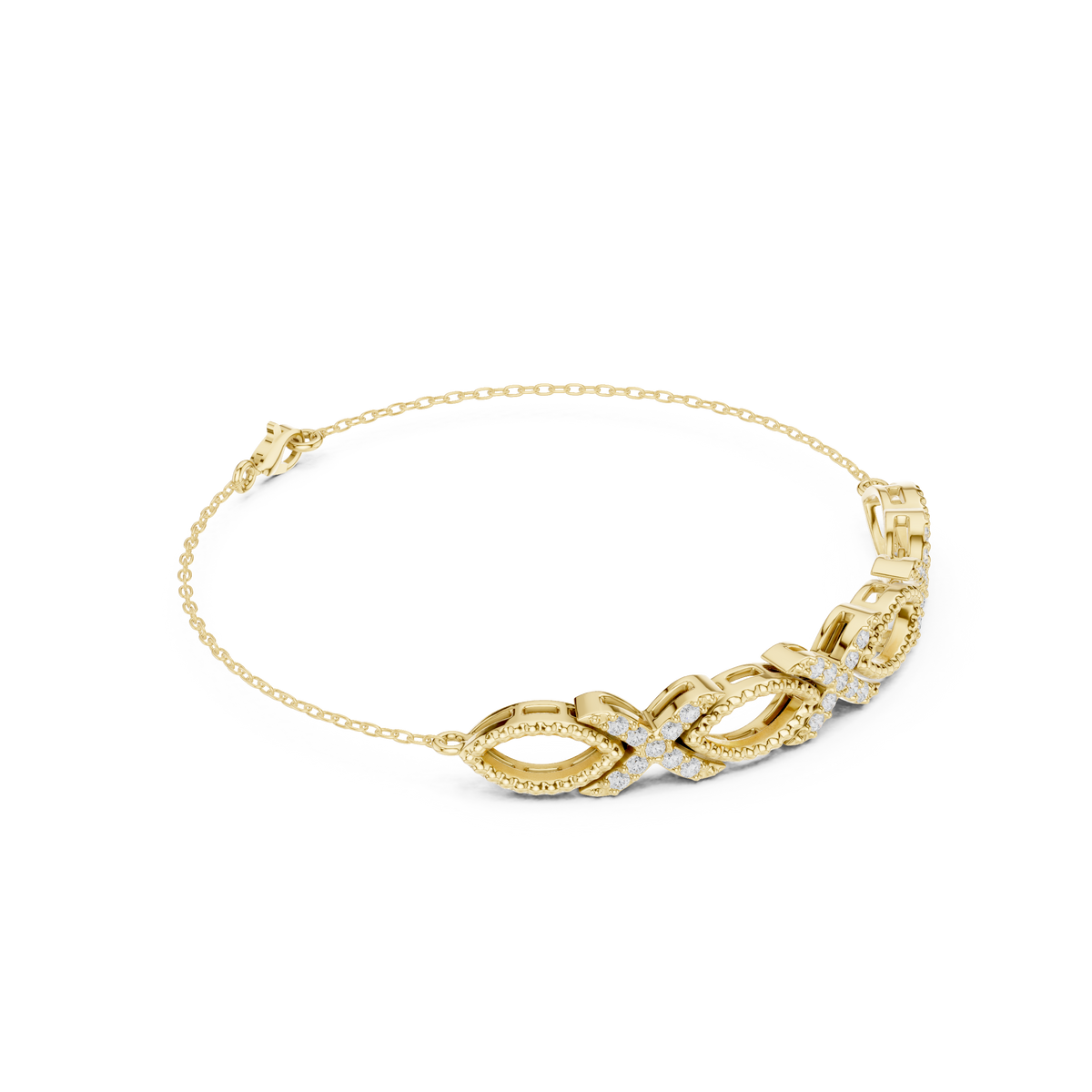Milgrain Navette Link Diamond Bracelet