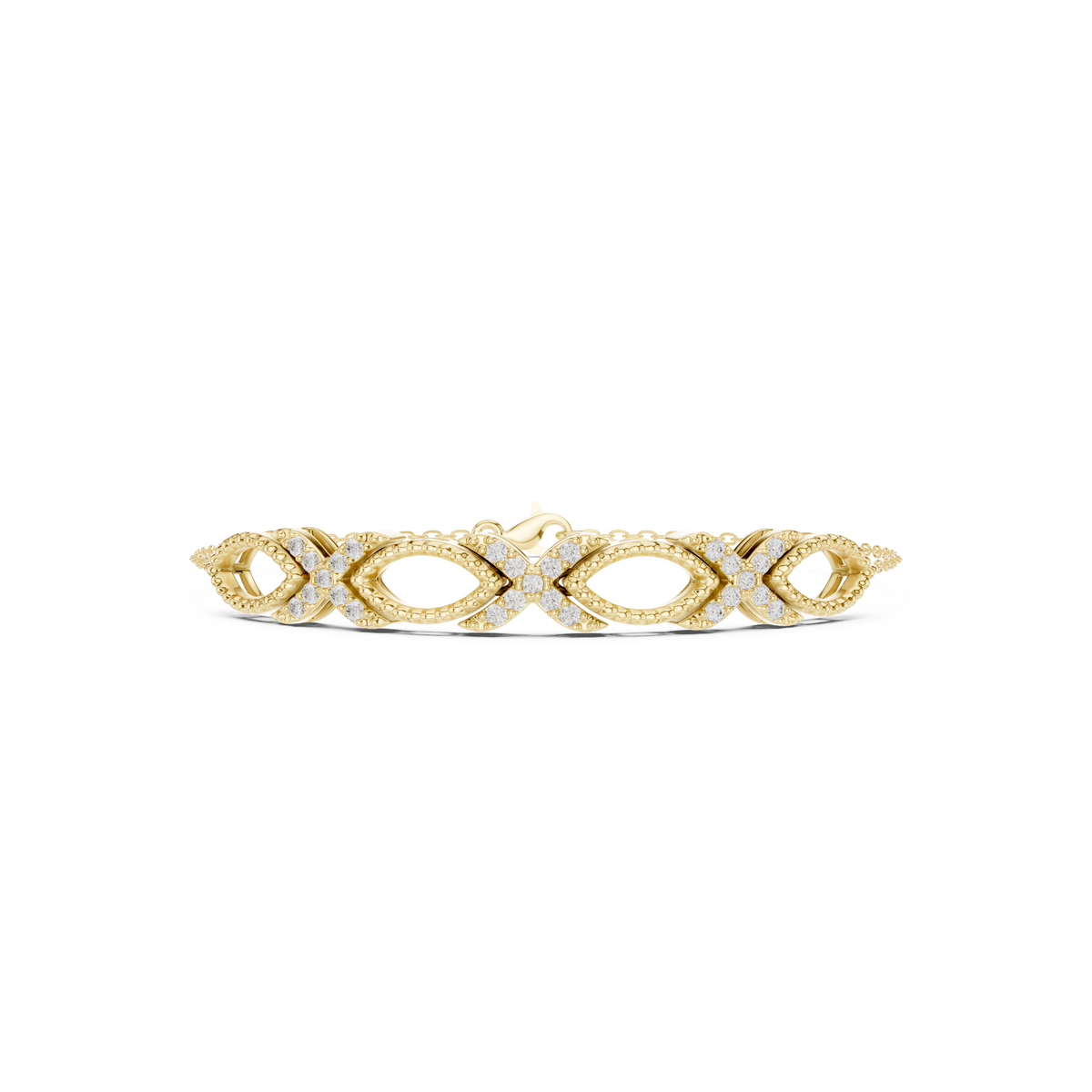 سوار بحلقات نافيت بالألماس وحواف ميلغرين in Yellow Gold - VYKA Diamonds