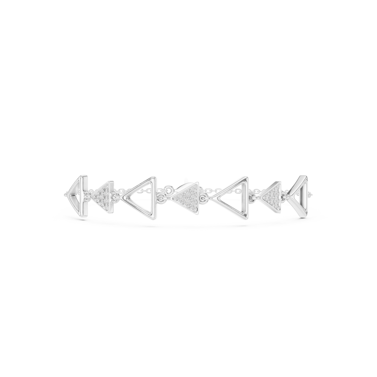 سوار صلب بحلقات مثلثة وألماس باڤيه in White Gold - VYKA Diamonds