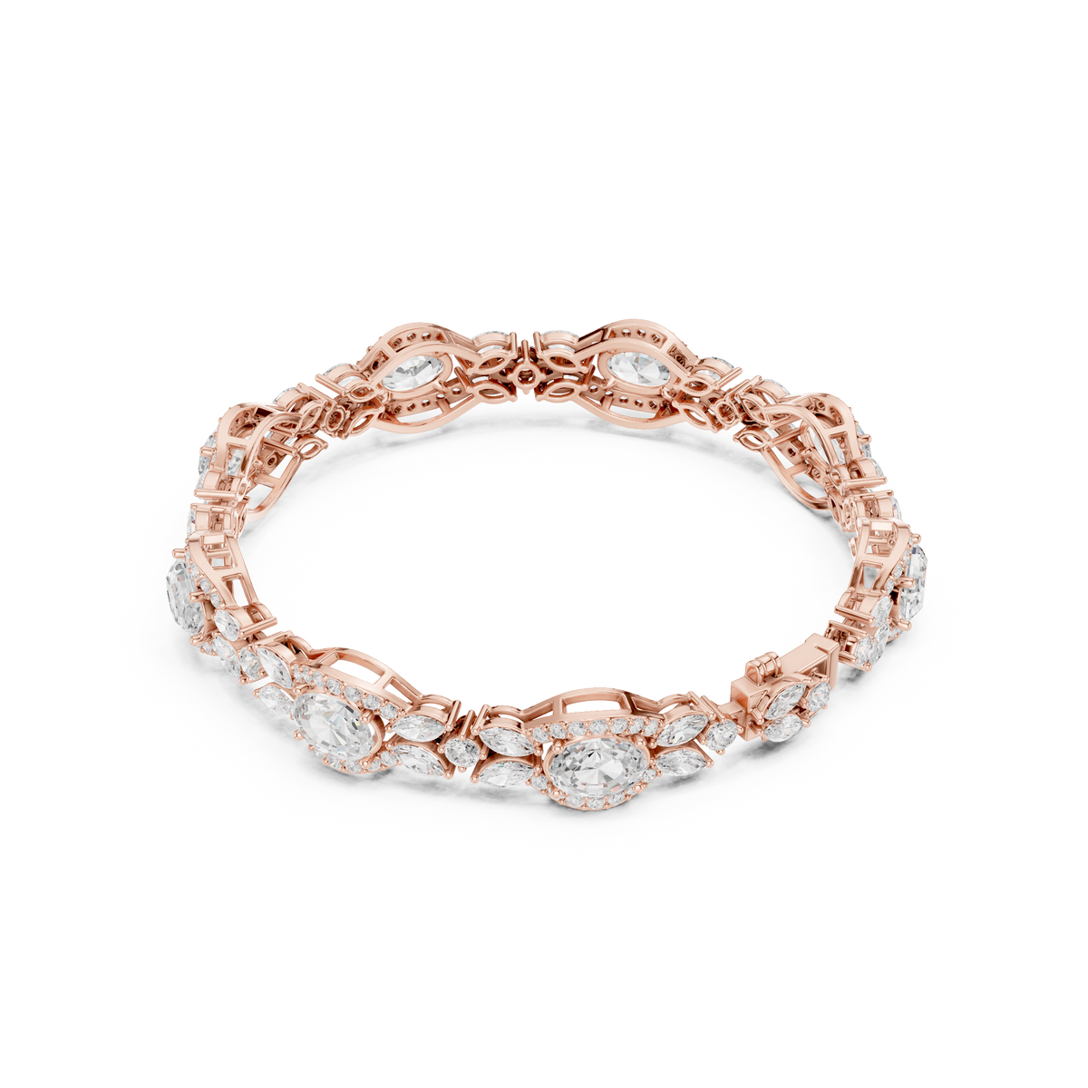 Oval Halo and Marquise Diamond Bracelet