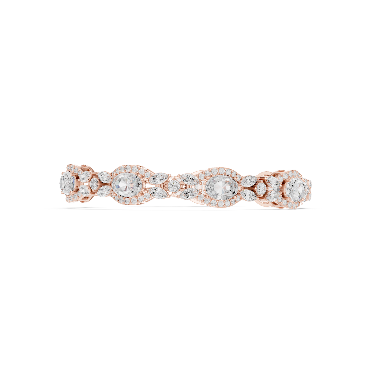 Oval Halo and Marquise Diamond Bracelet