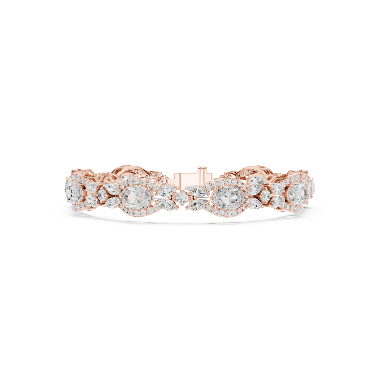 سوار بألماس بيضاوي بهالة وماركيز in Rose Gold - VYKA Diamonds