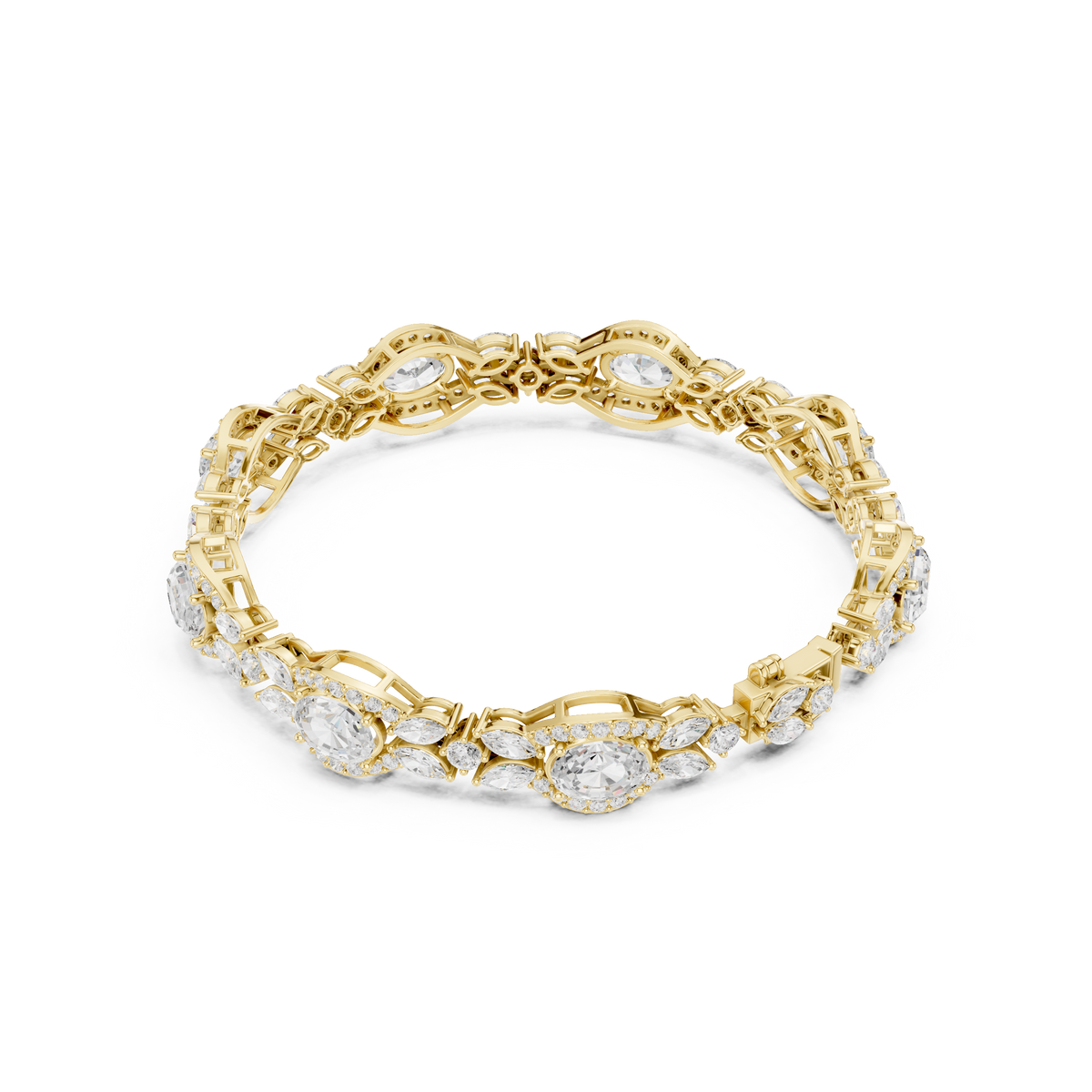 Oval Halo and Marquise Diamond Bracelet