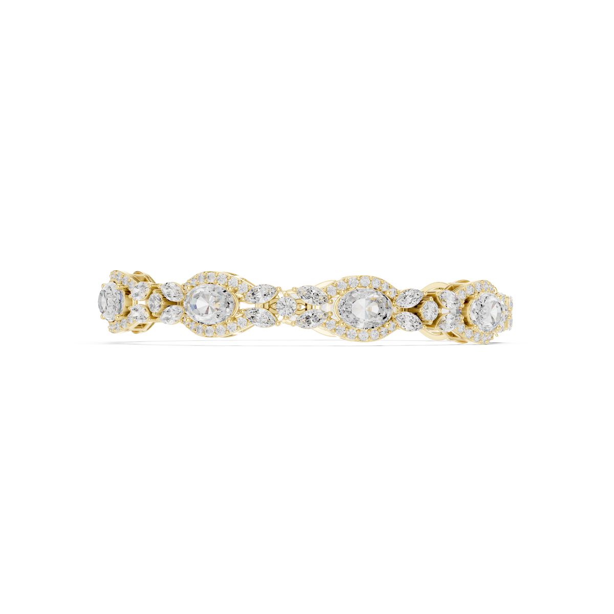 Oval Halo and Marquise Diamond Bracelet