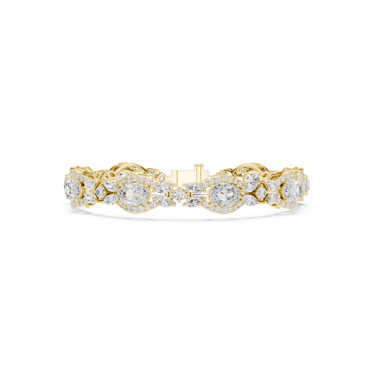 سوار بألماس بيضاوي بهالة وماركيز in Yellow Gold - VYKA Diamonds