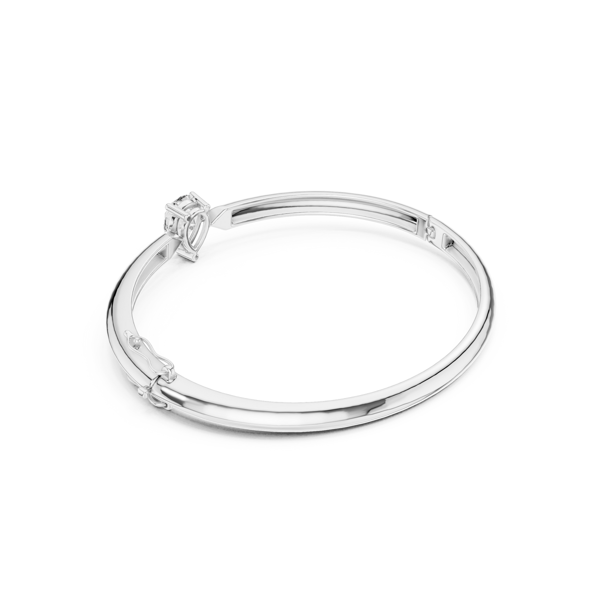 سوار صلب سوليتير بألماسة كمثرى in White Gold - VYKA Diamonds