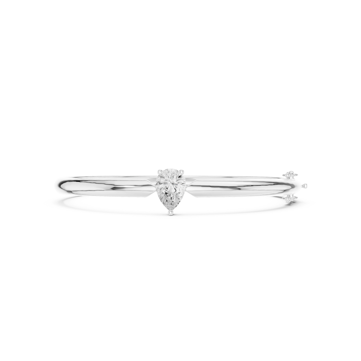 سوار صلب سوليتير بألماسة كمثرى in White Gold - VYKA Diamonds