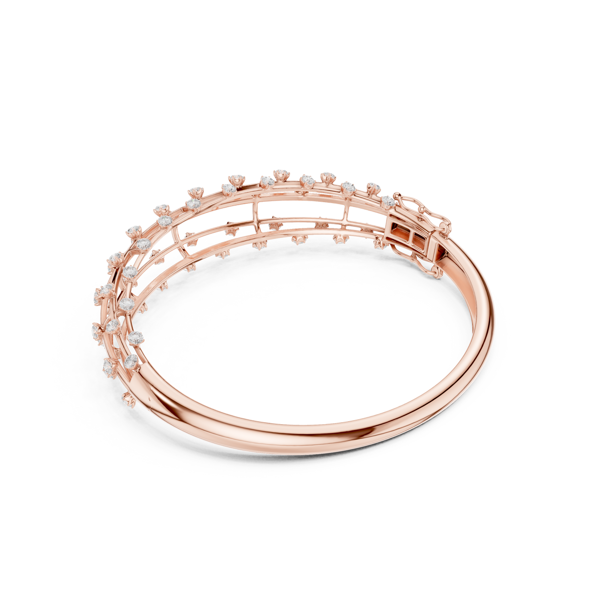 Caged Scattered Diamond Bangle