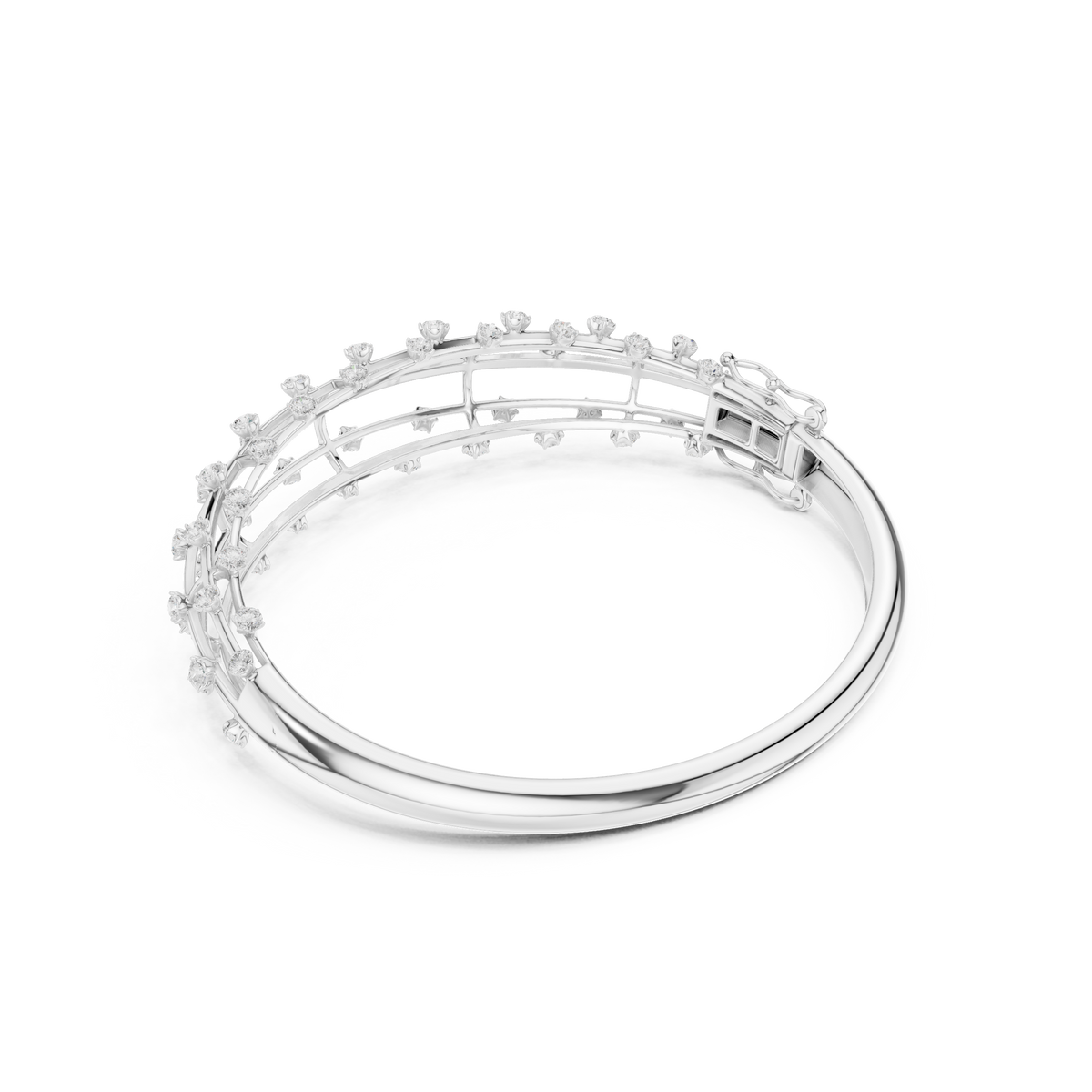 Caged Scattered Diamond Bangle