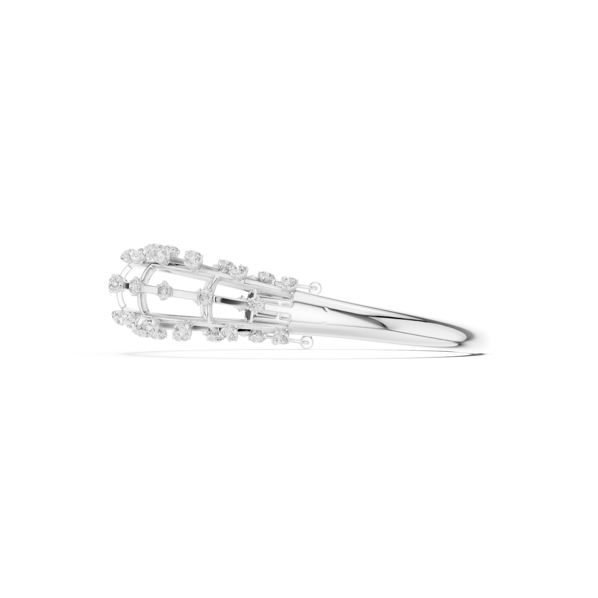Caged Scattered Diamond Bangle in White Gold - VYKA Diamonds