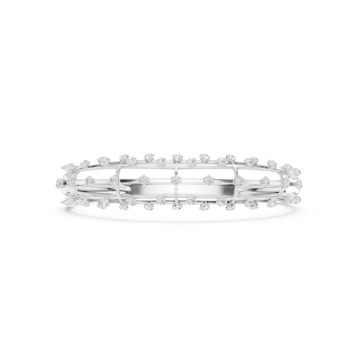 Caged Scattered Diamond Bangle